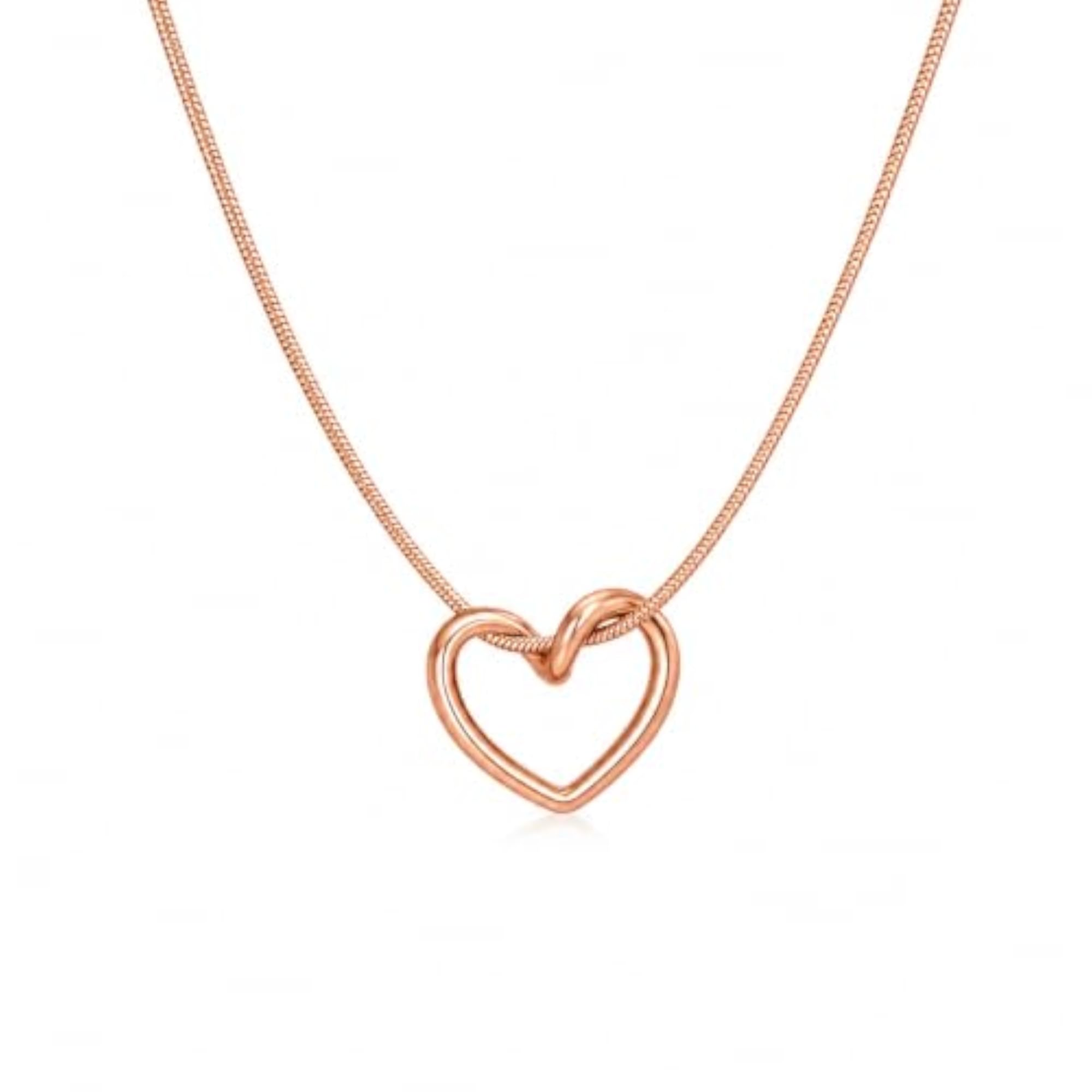 Women's Rose Gold-Tone Twisted Open Heart Pendant Necklace