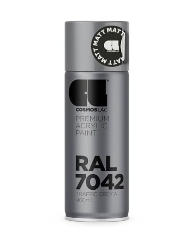 COSMOS LAC Spray Premium Acrylic Brillante Ral 400 Ml (RAL 7042 Gris tráfico A)