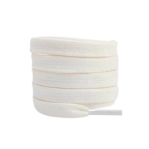スニーカー カジュアルシューズ用 コットンフラット靴紐 1組 長さ80 100 120 140 160 cm アスレチックシューズレース(Beige white,160cm)