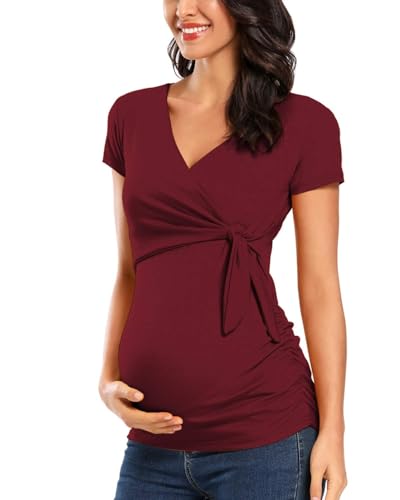 GlamPunch - Camiseta de maternidad de manga larga con cuello en V para mujer - - X-Large