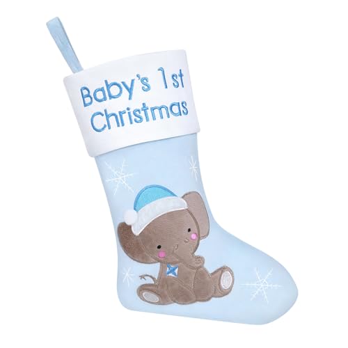 ALLYORS Babys First Christmas Stocking Elephant Stocking Christmas Baby 1st Christmas My First Christmas Decor Ornament Christmas Stockings Newborwn Xmas Decor(Blue)