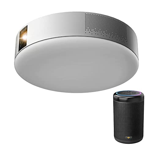 popIn Aladdin 2 Plus スマート音声リモコン セット ポップインアラジン 2 プラス プロジェクター 900 ANSIルーメン 天井照明 LEDシーリングライト スピーカー Harman Kardon ドルビーオーディオプラス テレビ 地上波 フルHD 家庭用 映画 ホームシアター 短焦点 スマホ対応 Aladdin Remoless