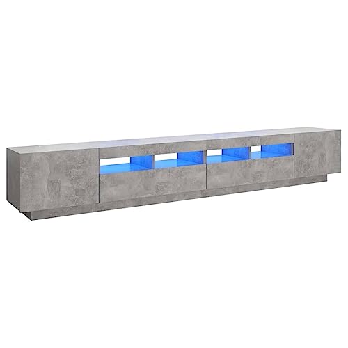 vidaXL Mobile Porta TV con Luci LED Grigio Cemento 260x35x40 cm