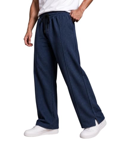 Image of ENDEAVOUR WEAR Men's Baggy Oversized Track Pants | Premium Cotton Rich Fabric | Straight Loose Fit Non-Cuffed | Gym, Streetwear & Casual Comfort Track Pants Lounge Pants
