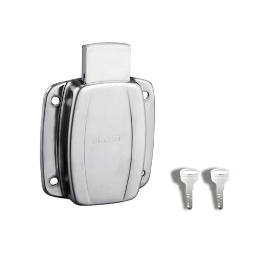 Image of Dorset Secura Wardrobe Lock | Suitable Panel Thickness : 32 mm Wardrobe | Lock for Wooden Almirah | 2 Dimple Keys, Silver Satin Finish | AL401SS
