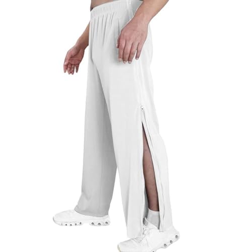 ASIYAN Pantalones De Rehabilitación For Hombre Y Mujer con Abertura Lateral M-3XL, Pantalones De Jogging, Pantalones Deportivos Holgados con Bolsillos, Pantalones Deportivos Anchos(Blanc,3XL)