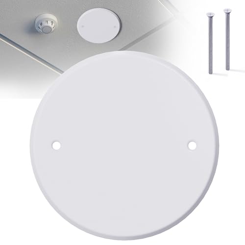 1 Pcs Smoke Detecte Cover Plate, 5 Inch Metal Round Blank Ceiling Cover Plate, Outlet Cover Plate For Junction Box And Wall Light Hole, Electrical Box Covers With Hole Spacing 3.5 Inch