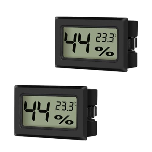 EEEKit Thermometers voor Binnen, Thermometer Hygrometer, 2 Pack Digitale Hygrometer Vochtigheid voor Kassen Auto Kantoor, Zwart