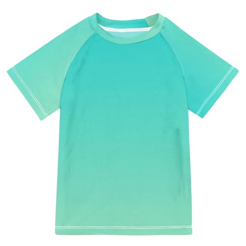 Boy Bathing Suit Short Sleeve Rash Guard for Girls 3T Turquoise Gradient