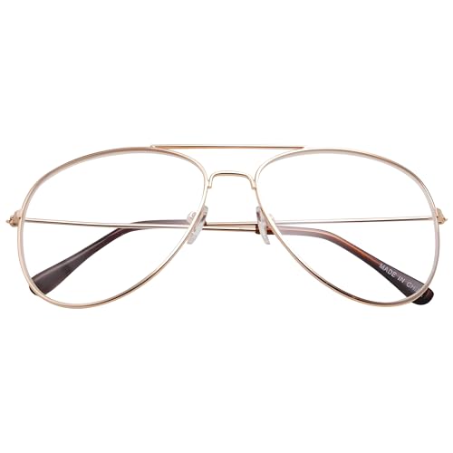 zeroUV Classic Aviator Glasses Women, Blue Light Glasses Men, Clear Aviator Glasses, Aviator Blue Light Glasses - Main Image