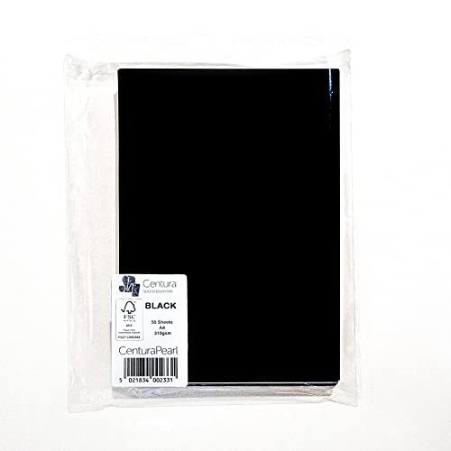 CenturaPearl, pearlescent card 310gsm. A4 pack of 50 Black - Image 2