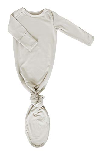 Image of Marlowe & Co Organic Cotton Knotted Newborn Baby Gown, Soft Sleeper Gown for Baby Boy and Girl (Oat, 0-3 Months)