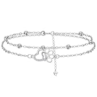 J.MUEN Pulseras Mujer Plata de Ley 925 - Pulsera Huellas Animales,Joyas Creativa para Mujer Amante de Los Animales