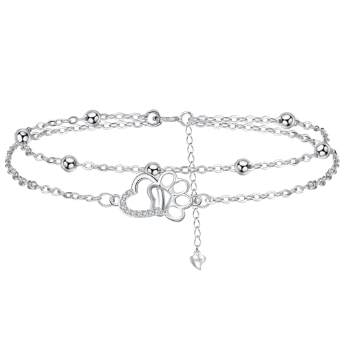 J.MUEN Pulseras Mujer Plata de Ley 925   Pulsera Huellas Animales,Joyas Creativa para Mujer Amante de Los Animales