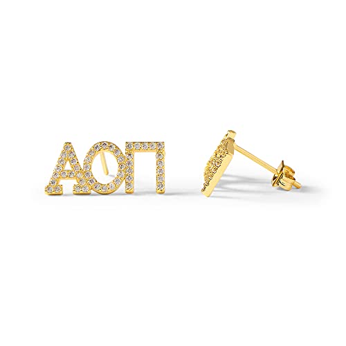 Sorority Shop Alpha Omicron Pi Earrings — AOP 18K Gold Plated Sorority Gifts Earrings, Long-Lasting Alpha Omicron Pi Gifts for Women