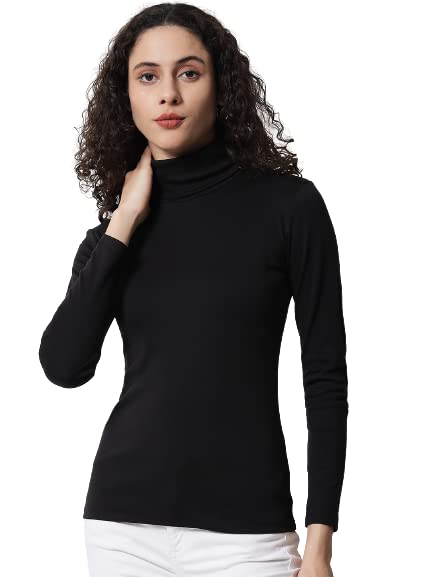 le bourgeois Women High-Necked/Turtle Neck Full Sleeve Casual Cotton Top (Black/Blue/Sky Blue)-picture-42