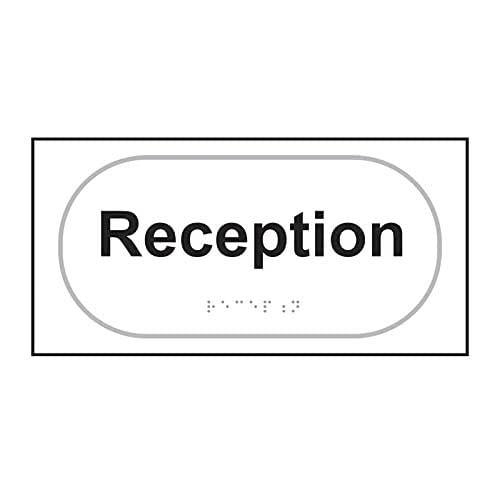 Reception Braille Tactile Sign Self Adhesive White W300mm x H150mm