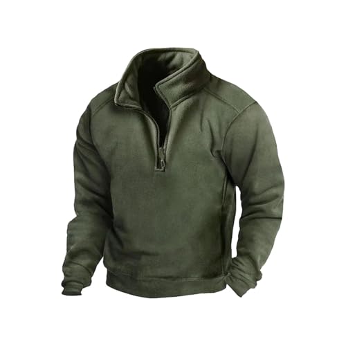 Fashion Half Zip Stand Collar Fleece Warm Pullover Hoodie Men Solid Color Casual Long Sleeve