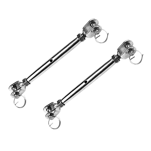 KICHOUSE 2pcs Closed Turnbuckle Bolts Wire Rope Clips Turnbuckle Tension Jaw and Jaw Turnbuckle Cable Tensioner Turnbuckle Wire Tensioner Hook Turnbuckle Heavy Duty Silver Stainless Steel