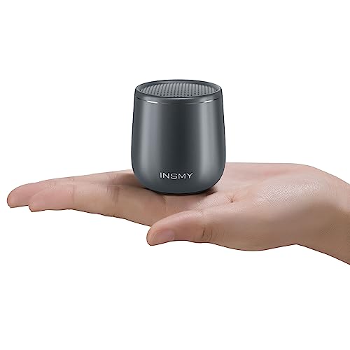 Image of INSMY Small Bluetooth Speaker, Waterproof Mini Portable Wireless Speaker, Punchy Bass Rich Audio Stereo Pairing, Handheld Pocket Size Built in Mic for Hiking Biking Gift Laptop Tablet (Gray)