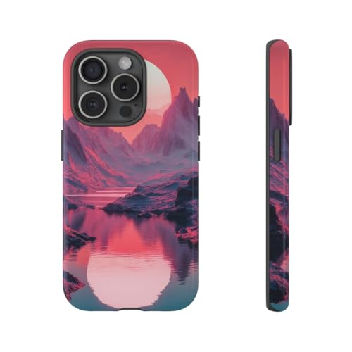 Coque iPhone 15 Pro coucher de soleil rivière pour vos sorties