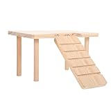TOKIDNY Holzplattform mit Rutschfester Rampe für Hamster und Meerschweinchen Robustes...