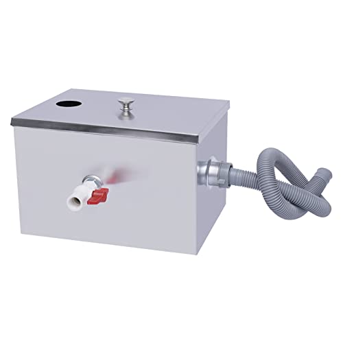 Leblett FS-22 20L Commercial Grease Trap,Stainless Steel Grease Interceptor With Automatic Shut-Off Device,Under Sink Grease Trap Waste Water Oil-Water Separator,For Restaurant Factory Home Kitchen cover