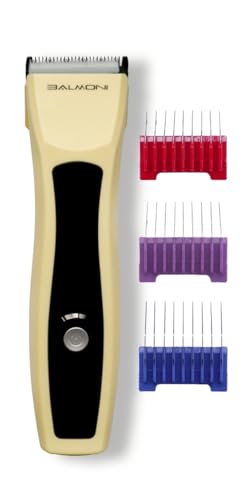 BALMONI Pet Dog Cat Codless Grooming Animal Trimmer, Grooming Kit with Detachable Adjustable Metal Blades, Low Noise, Smooth, and Powerful 3 Comb Bundle (3mm/6mm/9mm) (Yello)