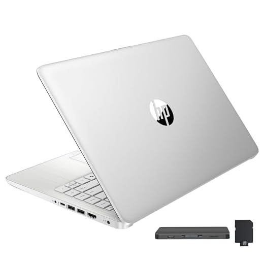 HP Stream 14" HD BrightView Laptop, Intel Celeron N150, 16GB RAM, 288GB Storage (128GB eMMC + 160GB Docking Station Set), Intel UHD Graphics, 720p Webcam, Wi-Fi, 1 Year Office 365, Win 11 S, Silver