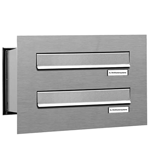 AL Briefkastensysteme 2er Briefkasten Mauerdurchwurf in V2A Edelstahl, 2...