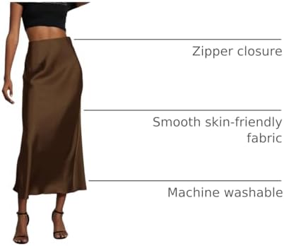 SOLY HUX Women's Elegant Satin Skirts High Waisted Flared Casual Work Office Fishtail Midi Skirt - Image 4