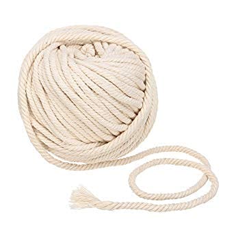 Bhavya Enterprises 50 Meters, 6mm Natural Off White Cotton Twisted Cord Braided Rope Craft Macrame String Wire DIY Crafts