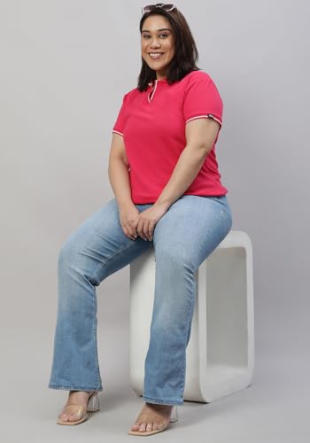 Image of Wear Your Opinion Women's Plus Size Tipped Collar Neck Polo Tshirt