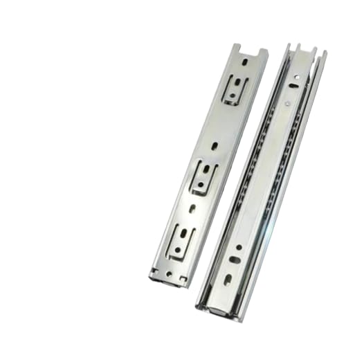 QAXIOQCS Three-Section Buffer Mute Push-Pull Drawer Wardrobe Sliding Rail Telescopic Hydraulic Solid Track Rail Slide (Color : 14inch)