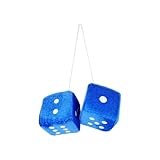 ファジー ダイス サイコロ ぬいぐるみ ハンギング ダイス ぶら下げ飾り車両用ペンダントミラー用デコレーション サイコロ 柔らかくてふわふわしたカーチャームインテリアオーナメント 車 ルームミラー 飾り ハンギング ダイス 車内、セダン、トラック、SUV用の吊り下げ可能な装飾 ファジー ダイス (ブルー)