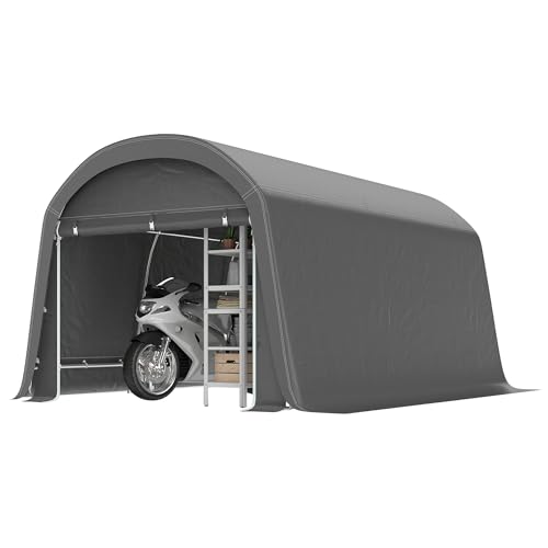 Outsunny Gerätehaus für Fahrräder, wasserdicht Gerätezelt mit Tür, Anti-Staub-Fahrradabdeckung, Unterstand, Foliengerätehaus Fahrradschuppen...