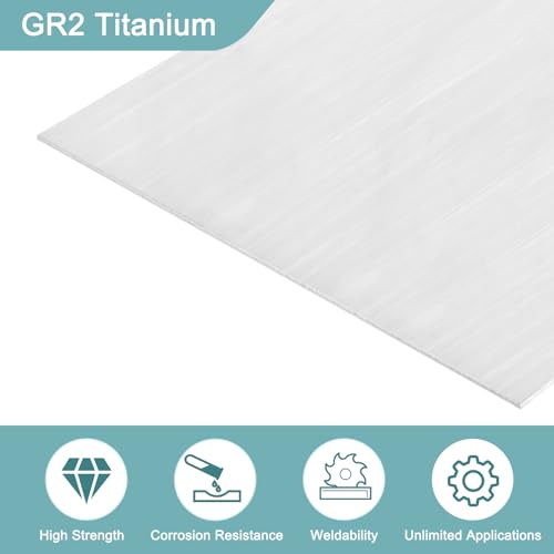 Image of uxcell 1Pcs GR2 Titanium Plate Sheet, 200x200x1.5mm Titanium Alloy Metal Sheet for Industrial Machinery Metalworking (8 inchx8 inchx0.06 inch)