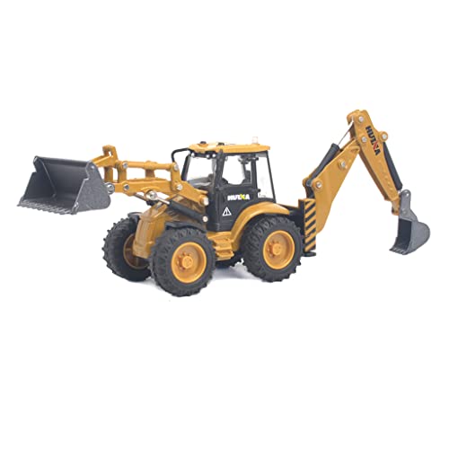 Image of Ailejia Kid Die-Cast Backhoe Loader Excavator Truck Toys Heavy Duty Wheeled 1 /50 Metal Engineering Vehicle Construction Tractor Model Toy For Boys (Backhoe)
