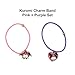 Kuromi Charm Band 2pcs - No Damage Hair Ties for Thick Hair, Women's Elastic Hair Bands, Versatile as Bracelet or Diary Holder, Purple & Pink
