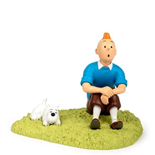 Figurine Tintin assis sur l'herbe modèle de collection enneigé - 3