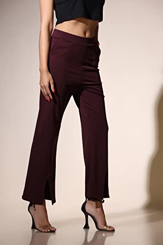 Image of Leriya Fashion Women's Western Trouser Pant | Solid Stretchy Lycra Tapered Trousers with 2 Front Pockets | Regular Fit Trouser for Professionals | Casual | Wear for Ladies
