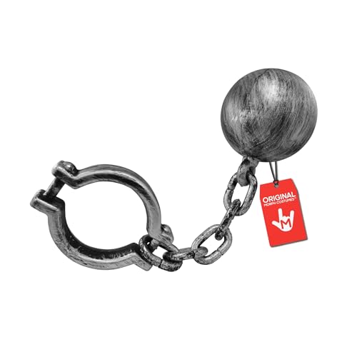 Morph Adult Plastic Prisoner Large Ball and Chain Prop Arm Wrist Leg Shackles Convict Jail Costume Accessory