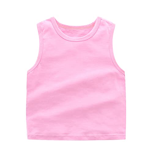Betadog Girl's Crop Tank Tops Ribbed Knit Sleeveless Round Neck Racerback Casual Cute Dance Cropped Top 6-12Y (Pink, 3-4 Years)2