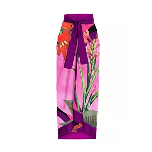 Womens One Piece Floral Bathing Suit with Beach Cover up Wrap Skirt Two Piece Tummy Control Monokini Set Swimsuit3