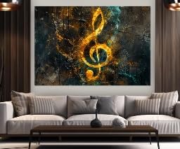 Tableau Clé de Sol en toile murale de qualité supérieure pour impression abstraite - 3