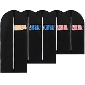 Mamowla Housse Vêtements à Suspendre, 5 pièces en 3 Tailles, sac de Costume avec Fermeture Éclair, Housse de Vetement Penderie, 1 x 140 cm pour Robes, 2 x 120 cm pour Costumes, 2 x 100 cm pour Suites