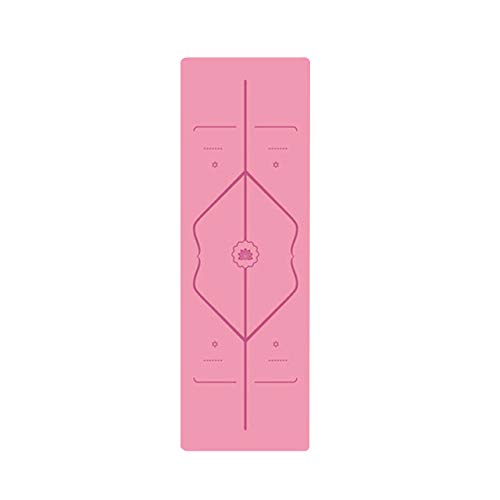 Estera De Yoga183 * 61 Cm con Línea De Posición Esterilla De Yoga Almohadilla De Goma Antideslizante Alfombra De Ejercicio para Gimnasio Pilates para Mujer 1 Mm Insípido Absorbe El Sudor
