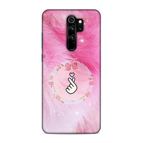Image of Printed Mobile Back Hard Case Cover for Xiaomi Redmi Note 8 Pro | Finger Hearts, Pink Feathers, Soft Furr -2191