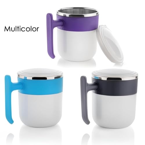 Image of Coffee Mug with Lid Insulated Stainless Steel for Tea Milk Mug Inner Stylist Double Wall Cup for Home & Office Use, Mugs to Gift to Best Friend, Tea Mug-350ml (Assorted Colour)