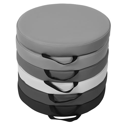 Image of Factory Direct Partners SoftScape 15 inch Round Classroom Floor Cushions with Handles; Flex Seating for Daycare, Preschool, Playroom; 2 inch Thick Deluxe Foam (6-Piece) - Gray /Light Gray, 11232-GYLG
